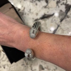 DAVID YURMAN 10MM CABLE SS DIAMOND BRACELET MINT